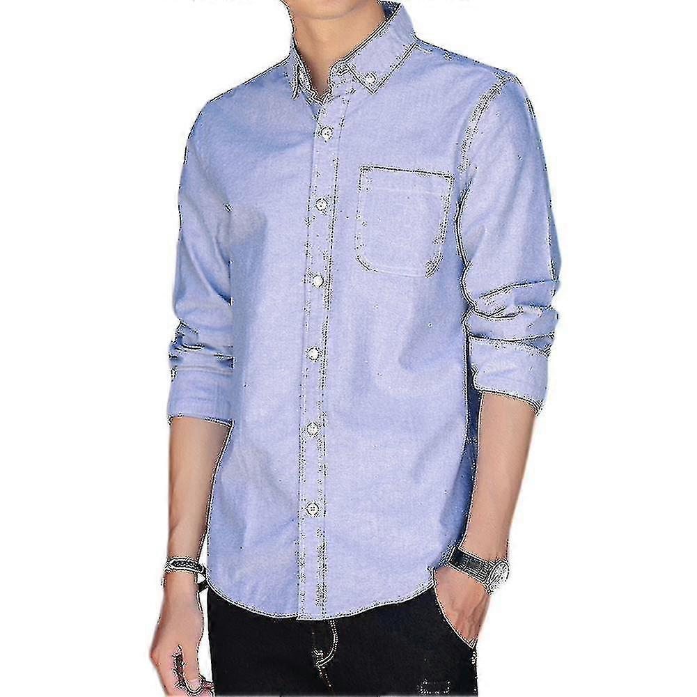 Lässiges einfarbiges Langarmhemd für Herren-DF