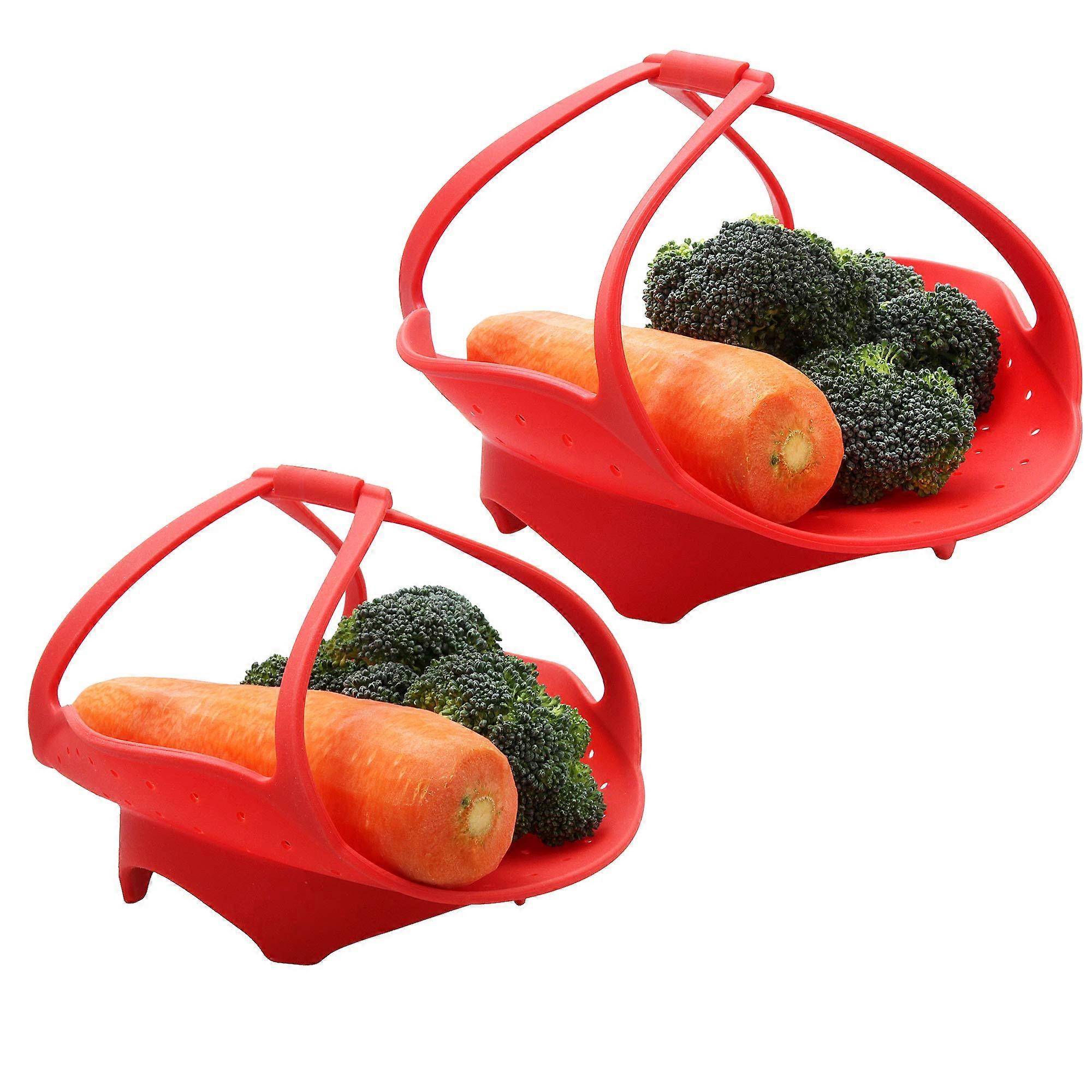 2pcs Silicone Steamer Basket Heat Resistant with Secure Handles