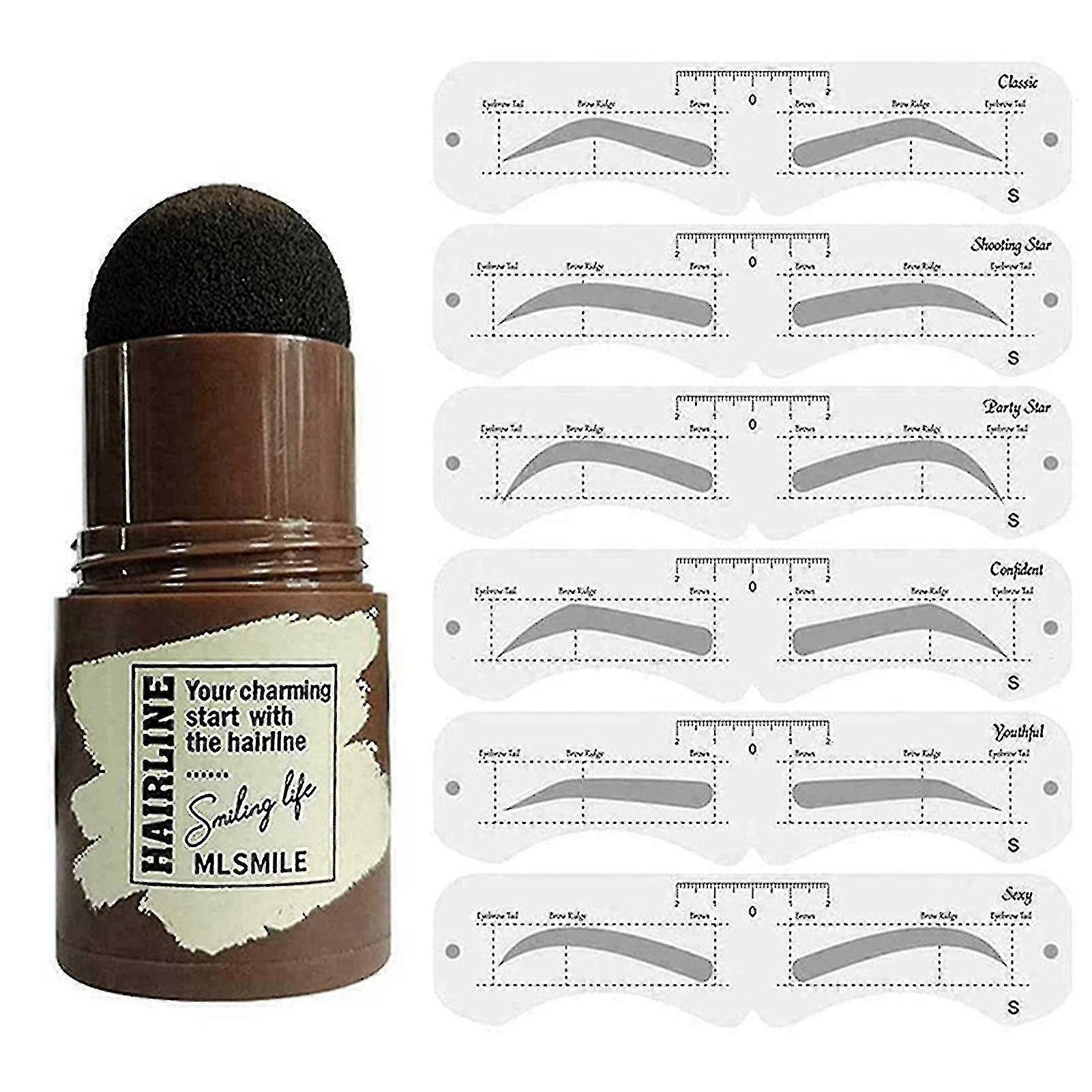 Eyebrow Stamp Shaping Kit Reusable Makeup Brow Powder Stencil Portable Waterproof Cosmetic Set