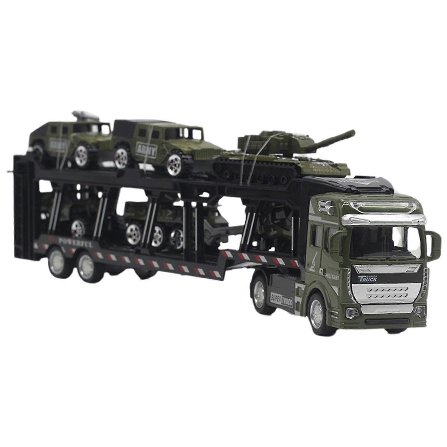 1 Set Transporter Model with 6 Mini Tanks Model 1:48 Scale Diecast Alloy Detachable Pull Back Toy
