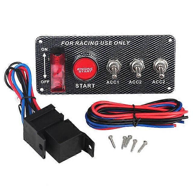 Car Accessory 12V LED Toggle Ignition Switch Panel Engine Start Push Button Set Universal for 12V Power Speediness & Racing Car