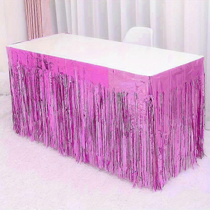1pc Party Disposable Tassel Table Skirt Tablecloth Laser Powder Party Table Skirt Tablecloth Party Table Cloth Easter Gift