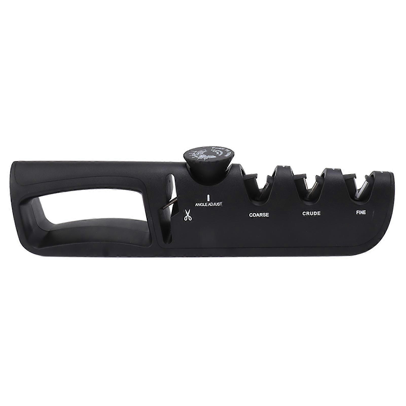 Black 4 in 1 Adjustable Kitchen Knife Sharpener