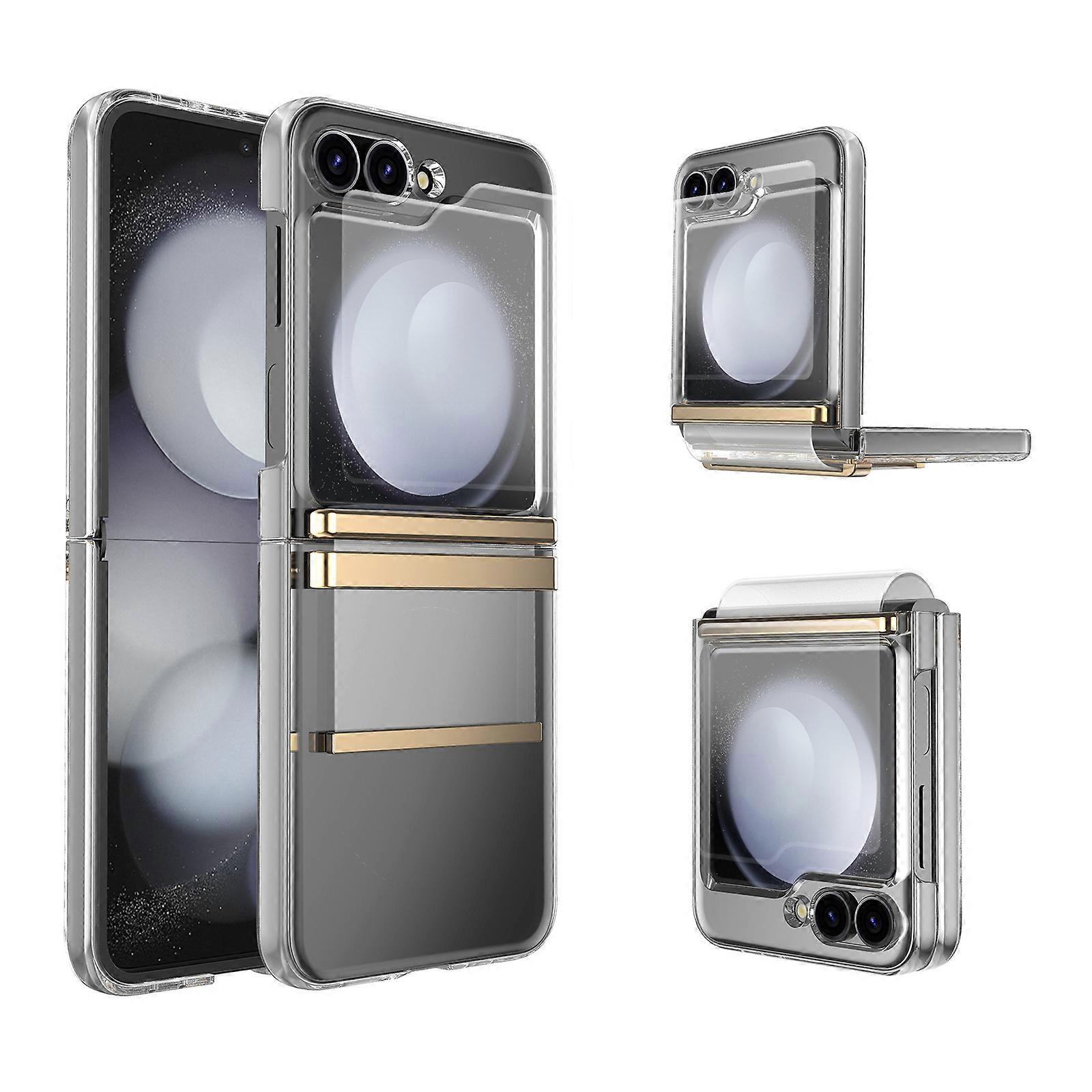 for Samsung Galaxy Z Flip 6 Case with Hinge Protection, Full Wrap Shockproof and Drop-Proof, Plated Metal Design PC Material Hinge Protection Case for