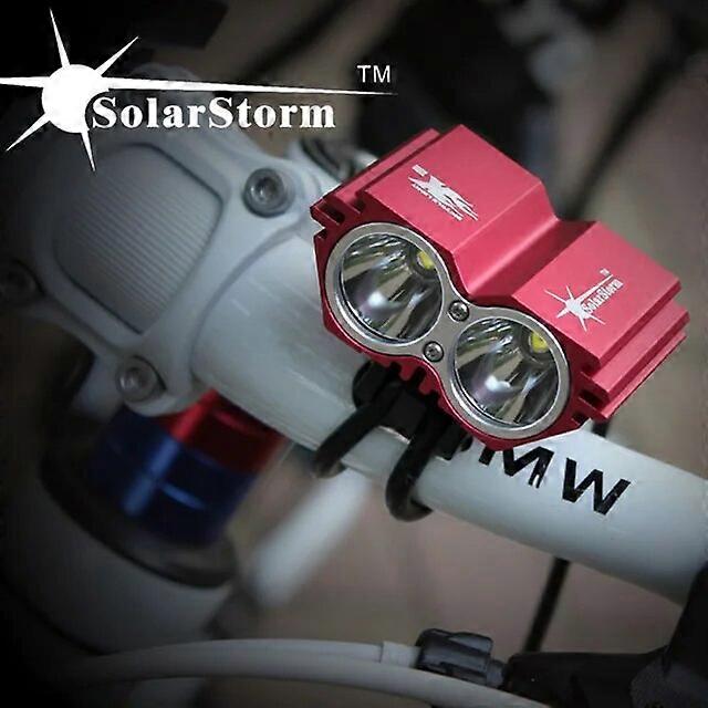 Bicycle Parts SolarStorm X2 Waterproof Bike Light 5000LM 2 X T6 LED Front Bicycle Headlight Dual Luz Lamps for Cycling Led bike +18650 Battery