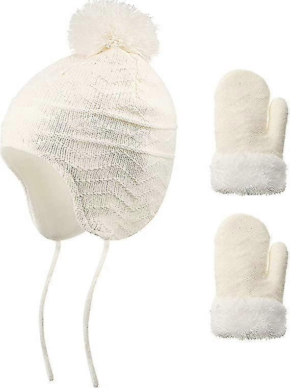 Season Toddler Hats And Gloves Set With Knitted Baby Earmuffs Hats And Warm Wool Mittens For Children