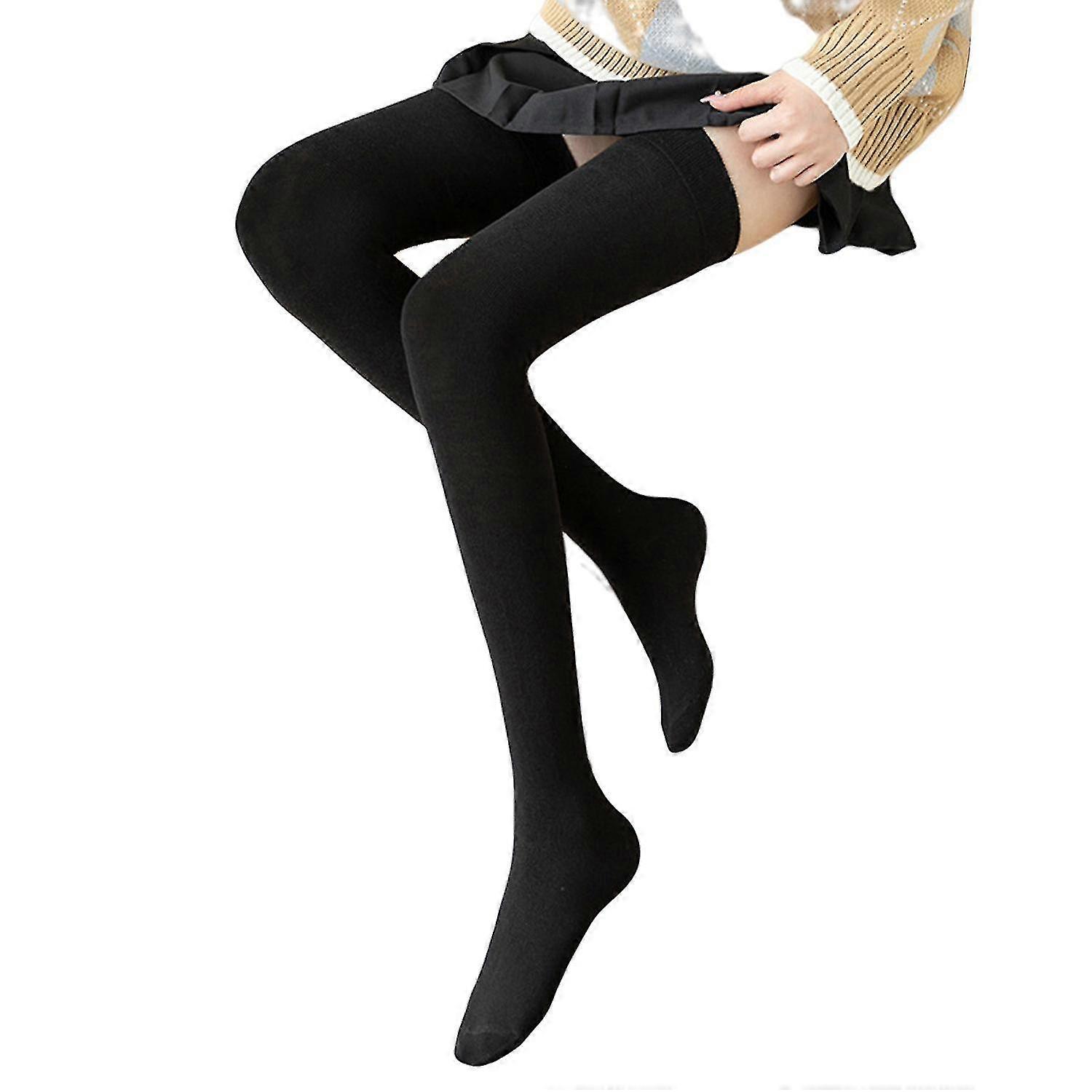 1 Pair 80cm Japanese Style Solid Color High Elasticity Non-slip Silicone Thigh Stockings Autumn