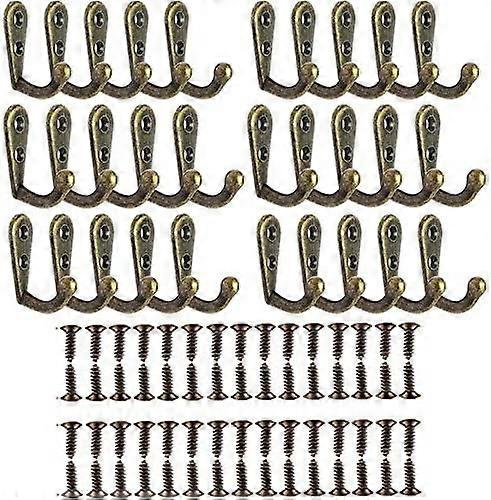 Dww-Lot of 30 Simple Bronze Hooks, Hanging Hooks for Kitchen and Bathroom, Coat Hooks, Lightweight Hooks, Wall Hooks