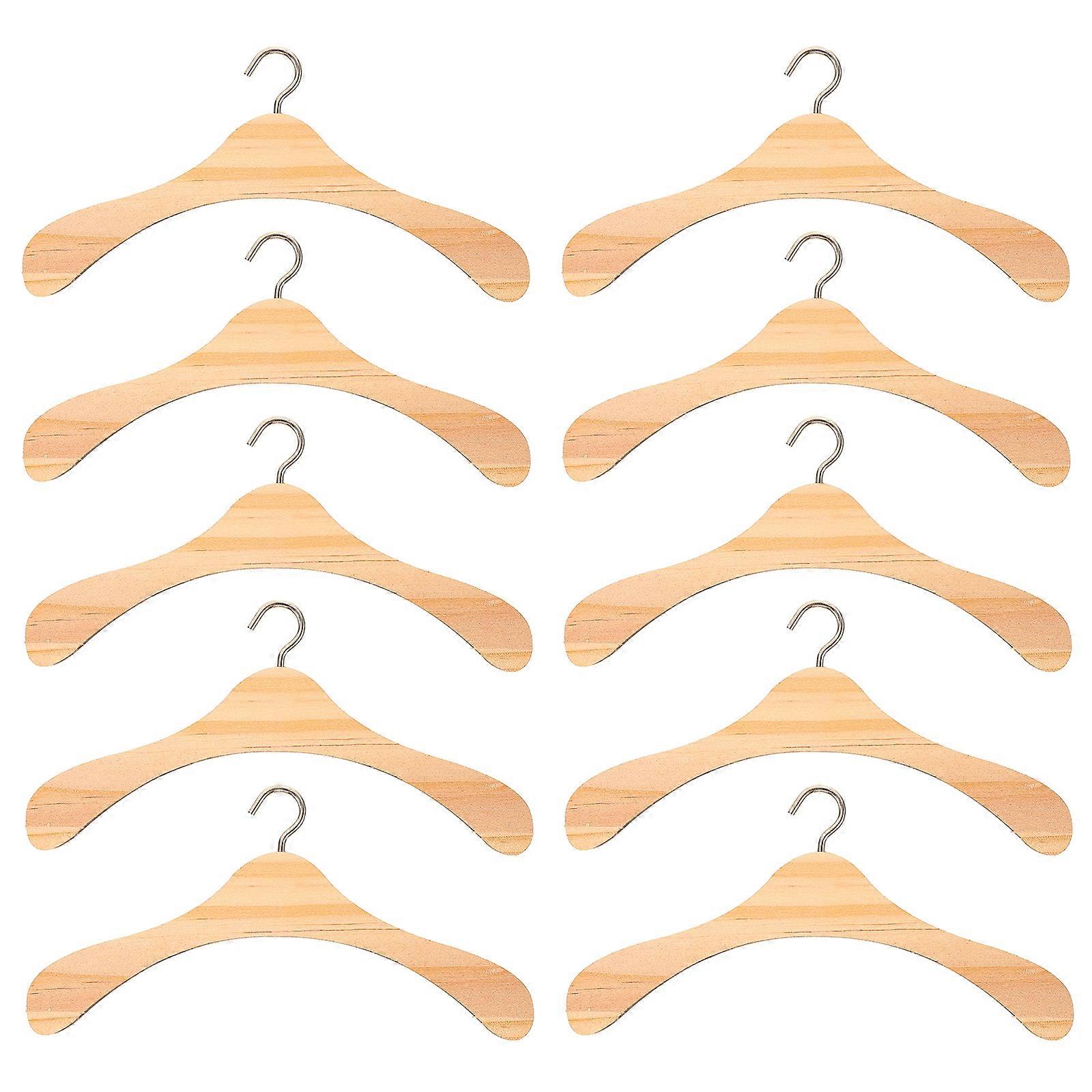 10stk Træ bøjle BJD Dukker Bøjle Træ Tøj Bøjle Dukker Tilbehør Bøjle Dukke Træ Tøj Bøjle (15cm)