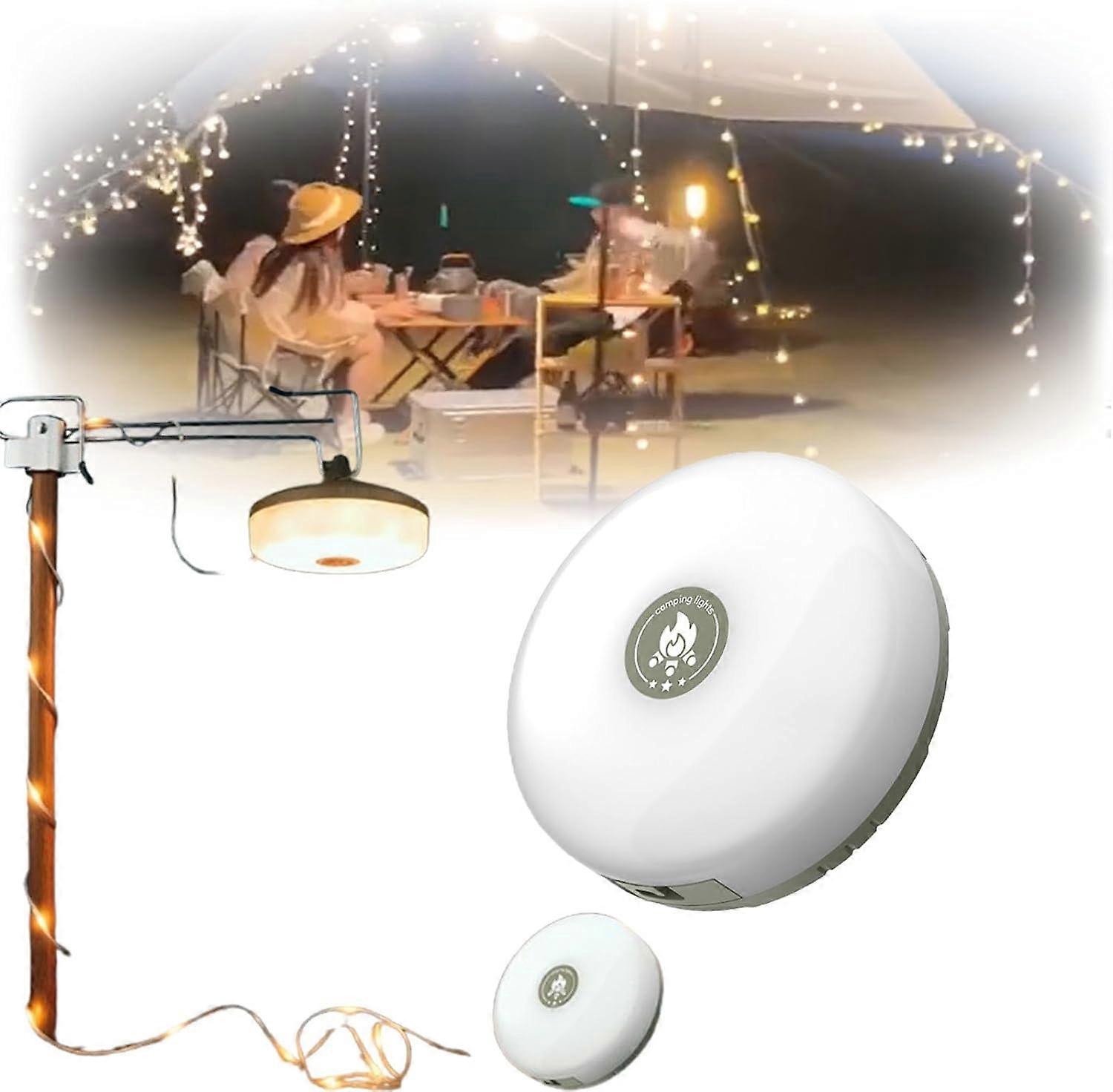 Camping Lights String, 9M Outdoor Camping Lights 30s Quick Roll Up LED String Lights Rechargeable Camping Lanterns for Tent Yard