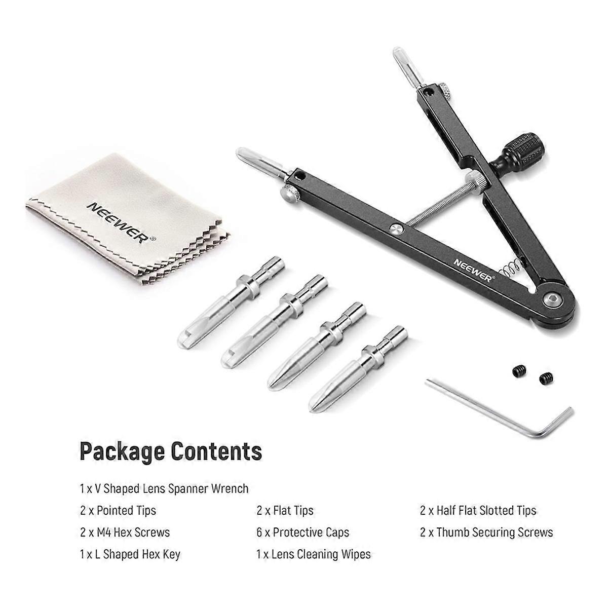 V Shaped Lens Opener Tool Kit with 3 Tips, Lens Repairing Spanner Wrench for DSLR Camera Lenses,Telescope Eyepieces