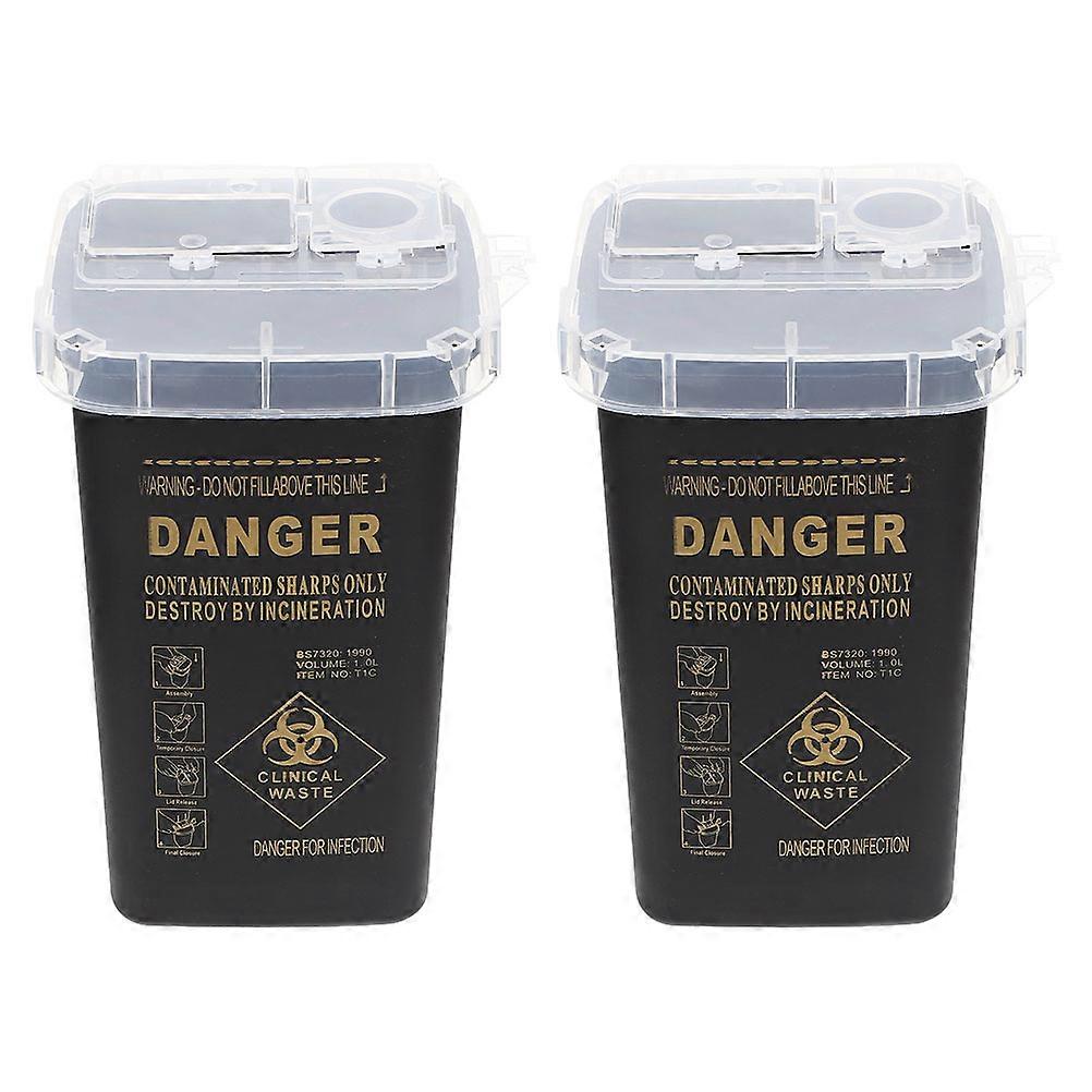 2Pcs Practical Small Sharps Container Mini Sharps Container for Tattoos Salon Black