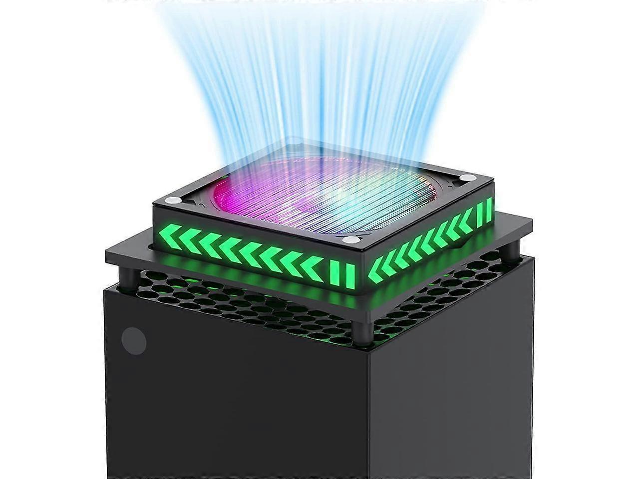 Upgraded RGB Cooling Fan for Xbox Series X with Dust Filter, Top Fan Cooling System with LED Lights, Independent Touch Switch and Low Noise Cooling Fa