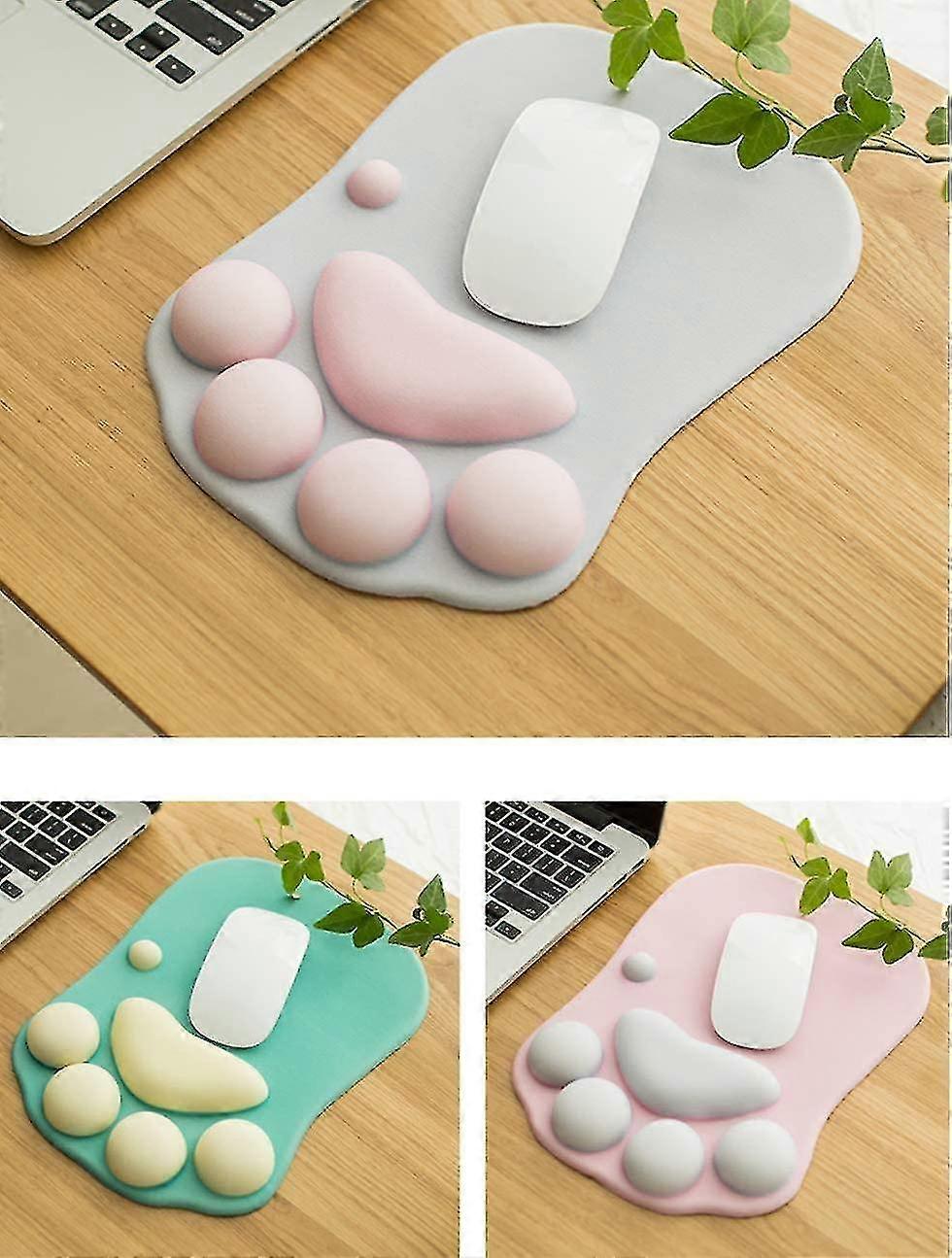 Mouse Pad de escritório bonito com suporte de pulso Cat Paw Design, presentes para office desk home gaming Kawaii Stuff Gifts, Mouse Pad Ergonomic com corte de descanso de pulso
