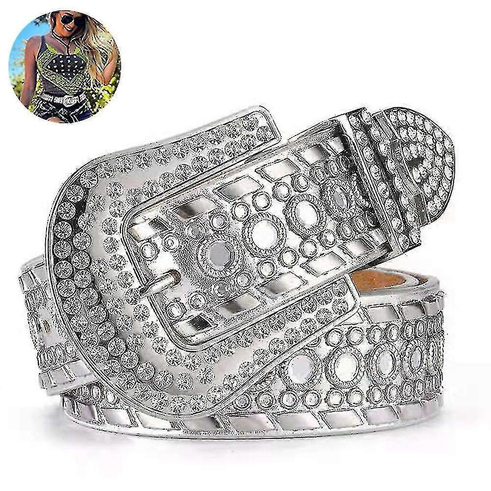 110cm Rivet Men's And Women's Belt - White