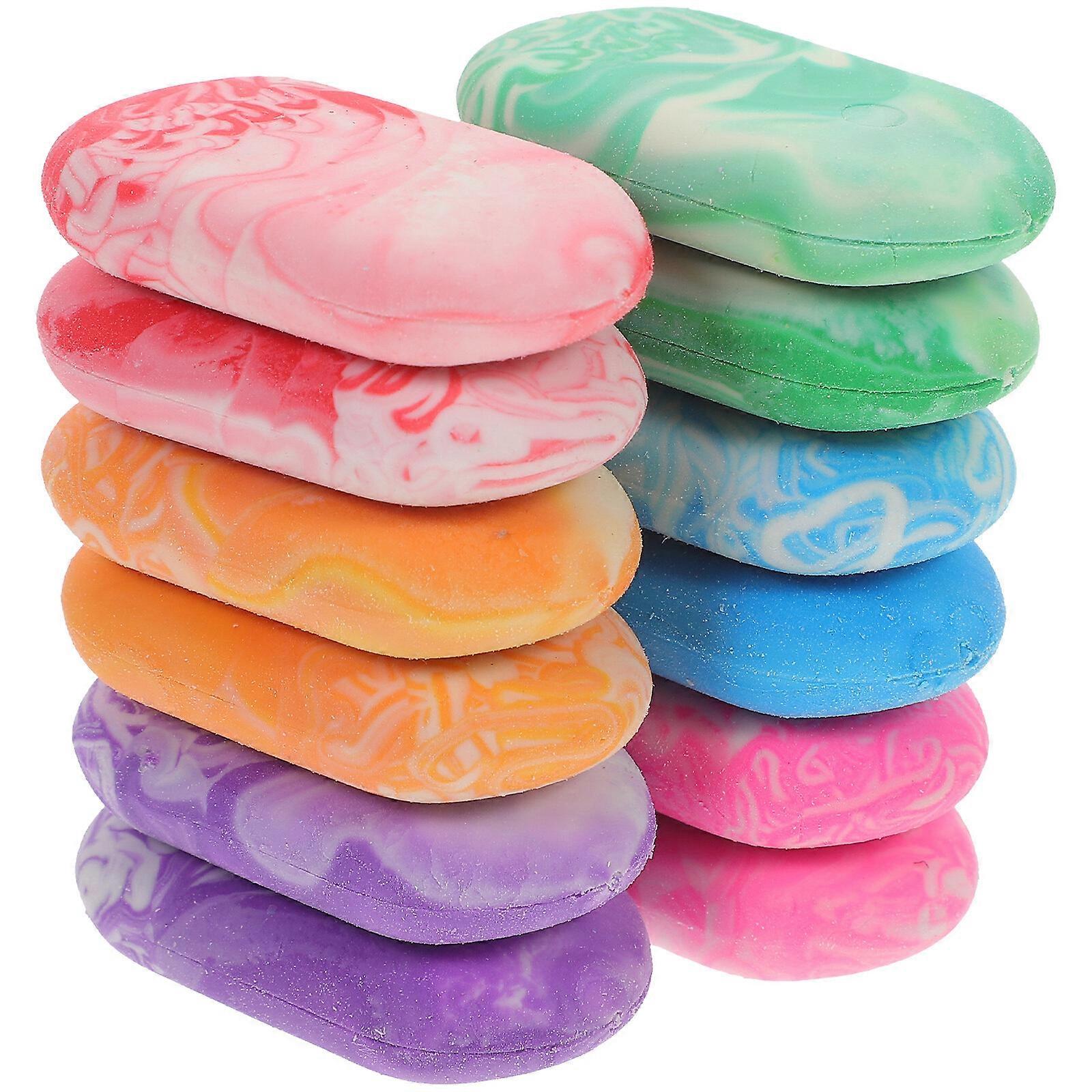 12pcs Marble Erasers Multi-function Erasers Delicate Pencil Erasers Writing Accessory