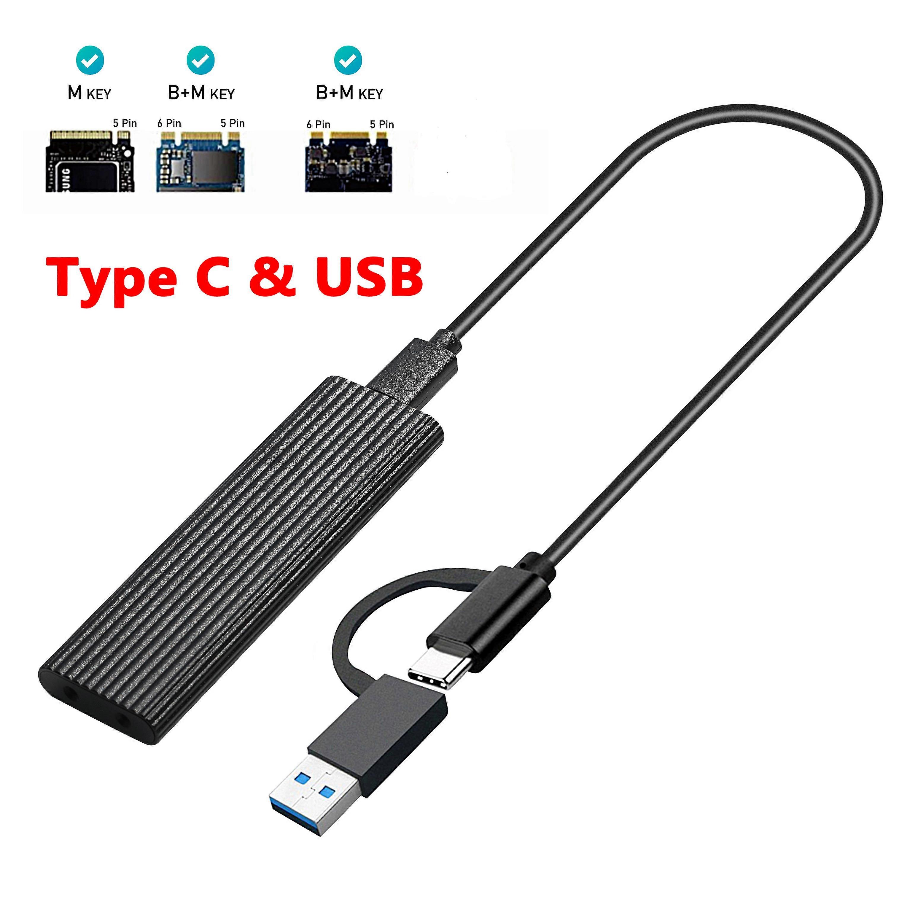 2 IN 1 Dual Protocol Type C USB 3.1 Adapter NVME Case M2 Gen2 SSD Case NVMe/SATA SSD HDD M.2 NGFF SSD Enclosure For M2 Hard Disk