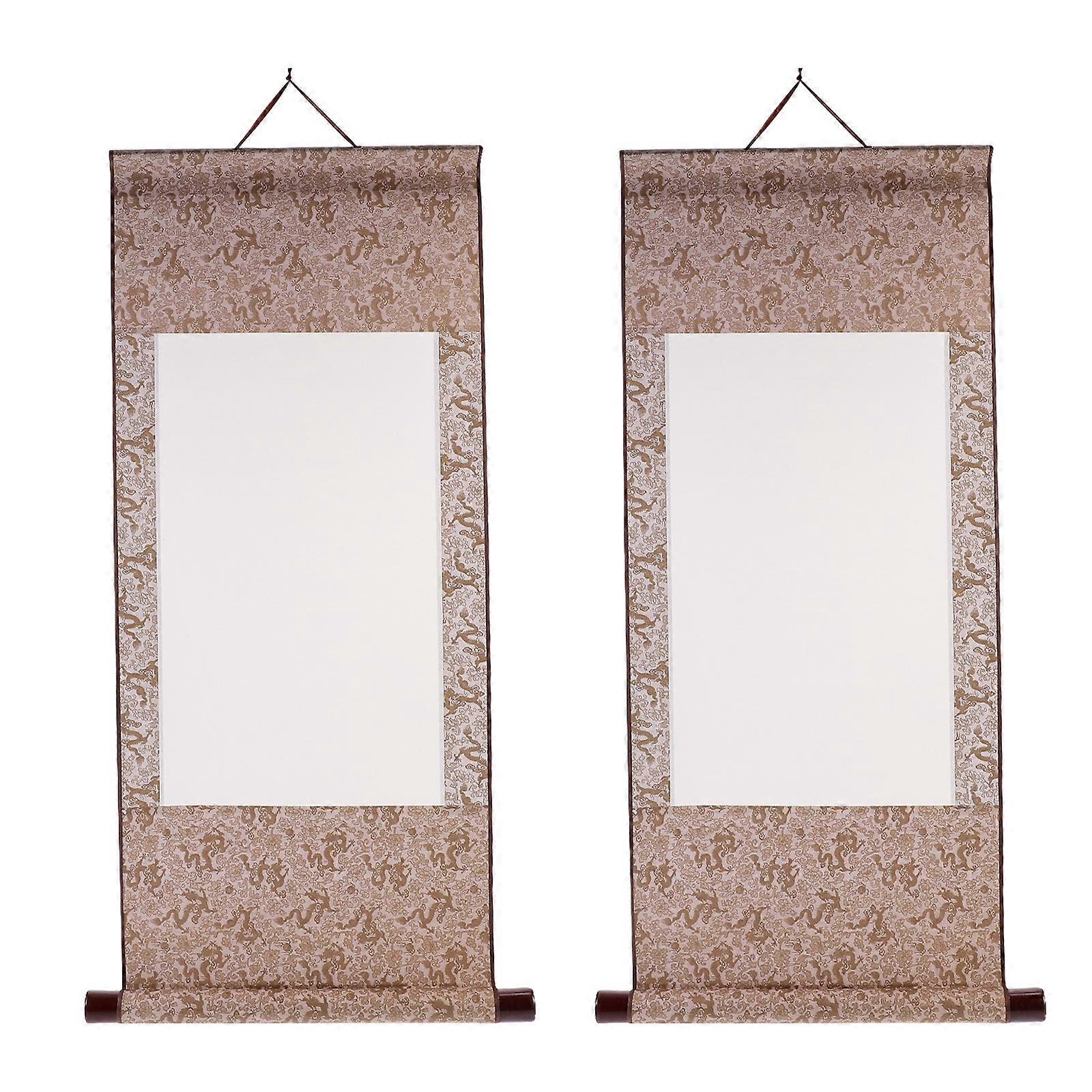 2 Pcs Home Decoration Xuan Paper Art Wall Scrolls Chinese Scroll Paper Blank Painting Scroll Chinese Painting Scroll
