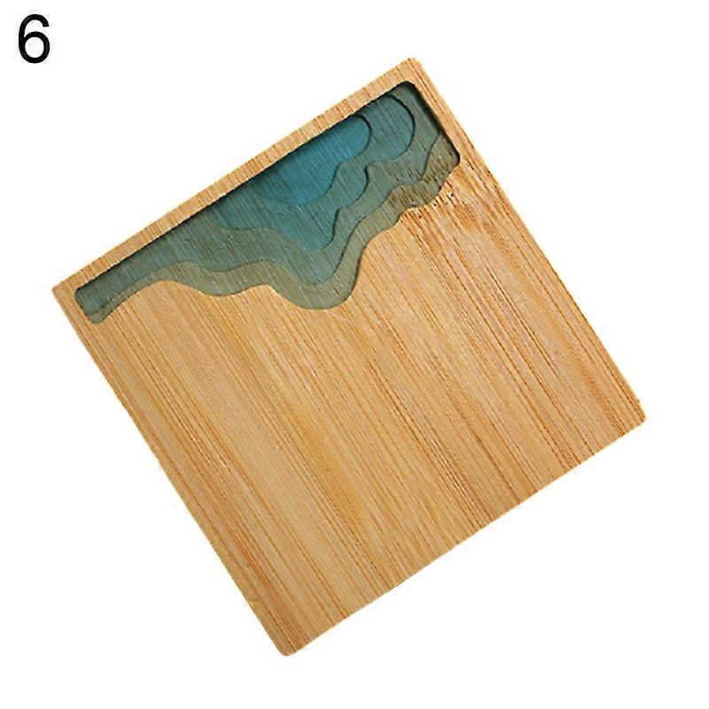 Epoxy Resin Transparent Bamboo Insulation Pad Landscape Coaster Cup Holder Mat