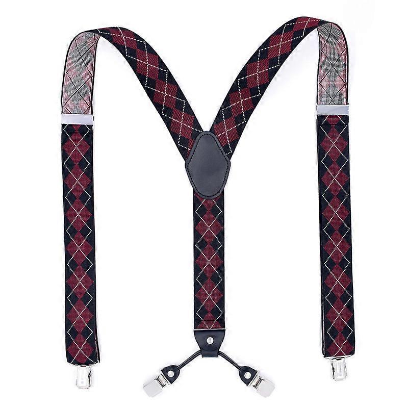 Bretelles en cuir pour homme en forme de Y avec 4 clips réglables en longueur