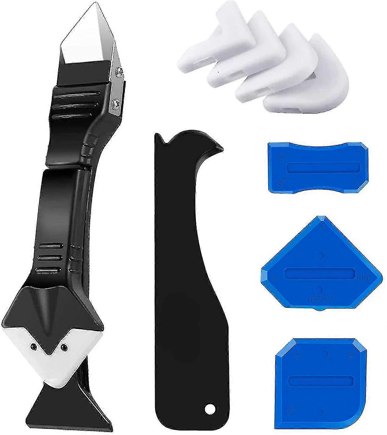 Caulking Tool, Caulk Remover& Glass Glue Angle Scraper, 3 In 1 Silicone Caulking Tool Kit