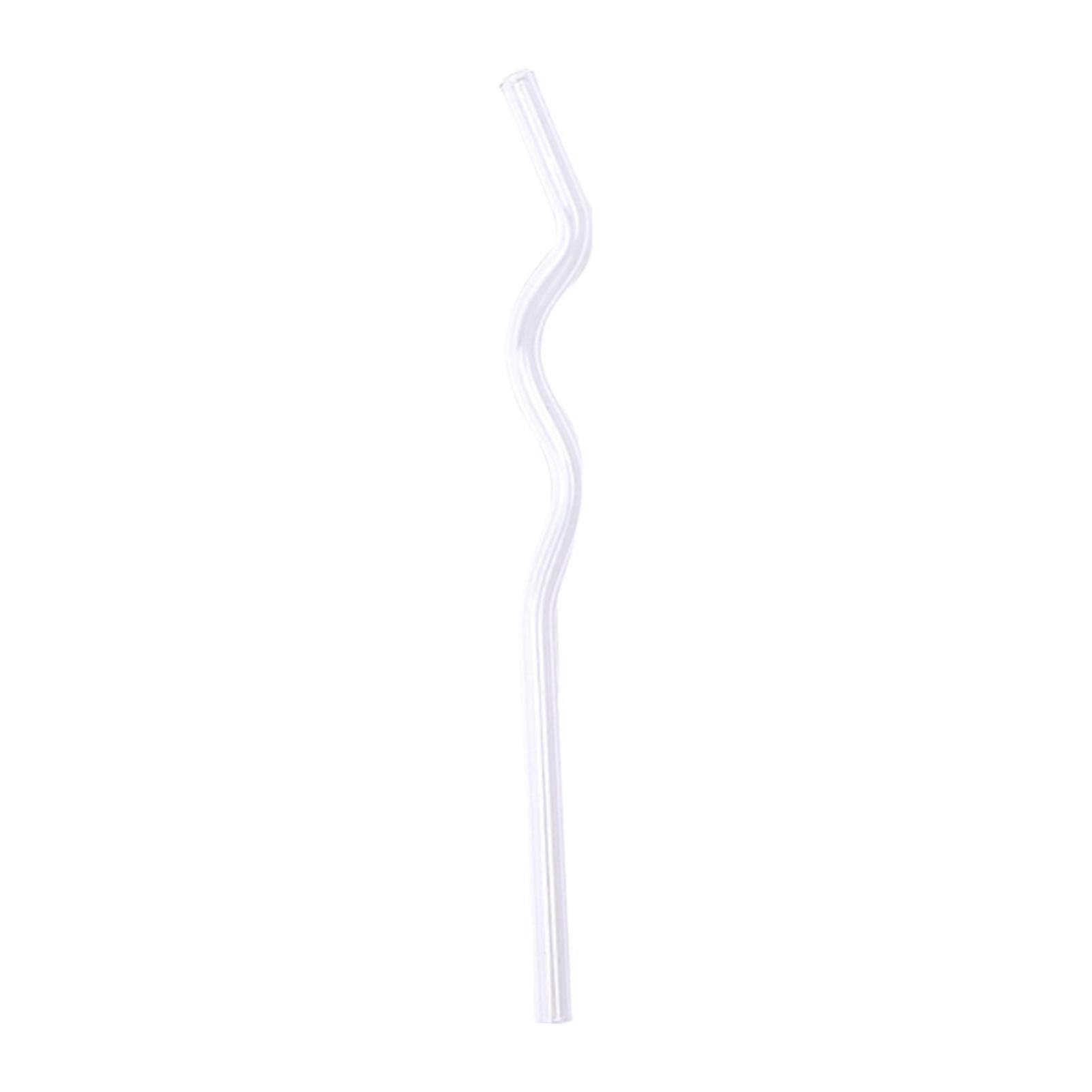 High Glass Wavy Straws Reusable Colorful Straws for Juice Tea Coffee Eco-Friendly High Temp Resistant BPA-free Glass Twist Transparent Straw