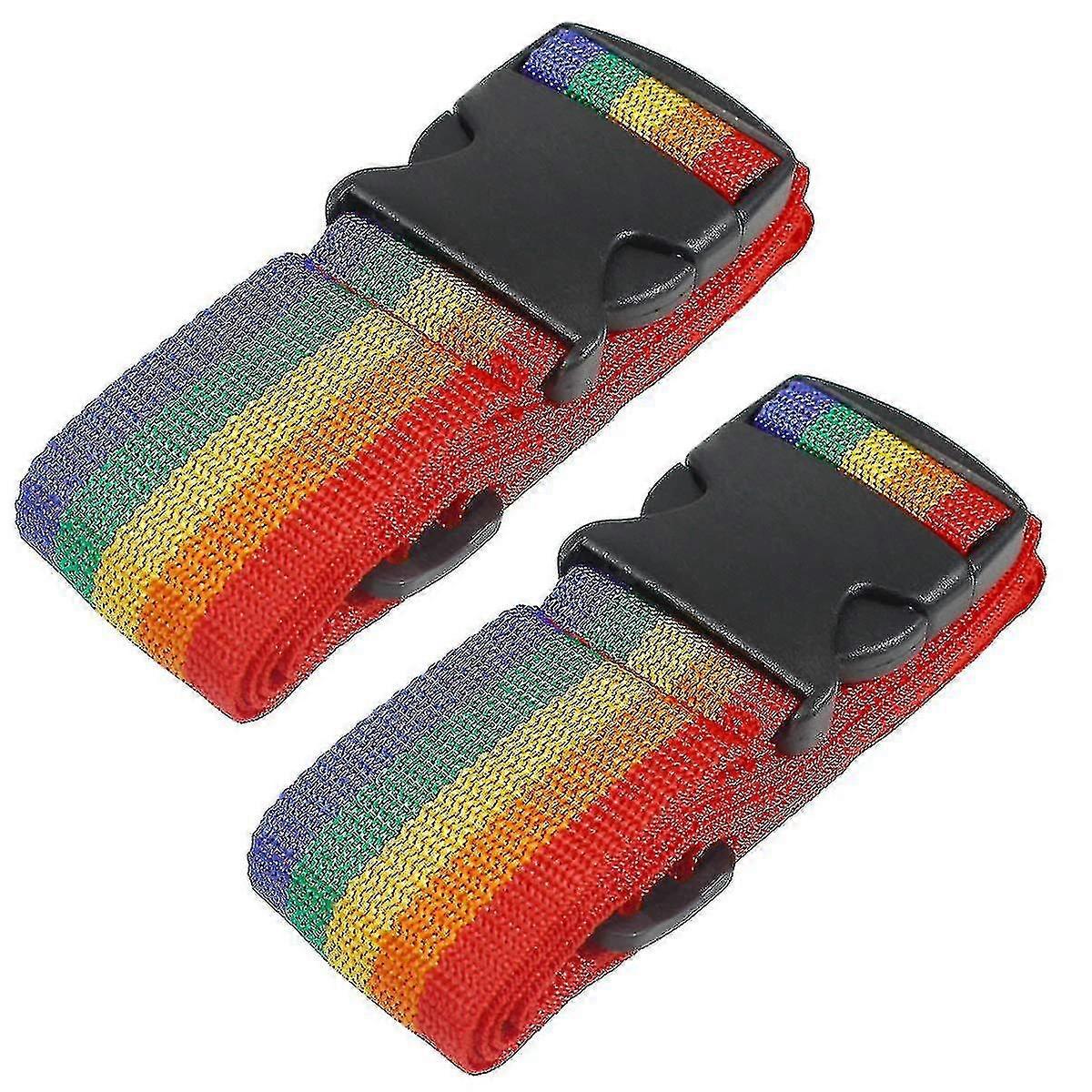 Robuste Gepäckgurte für Koffer, Packgurte, Reisezubehör, verstellbarer Taschengurt, 2er-Pack, Regenbogen