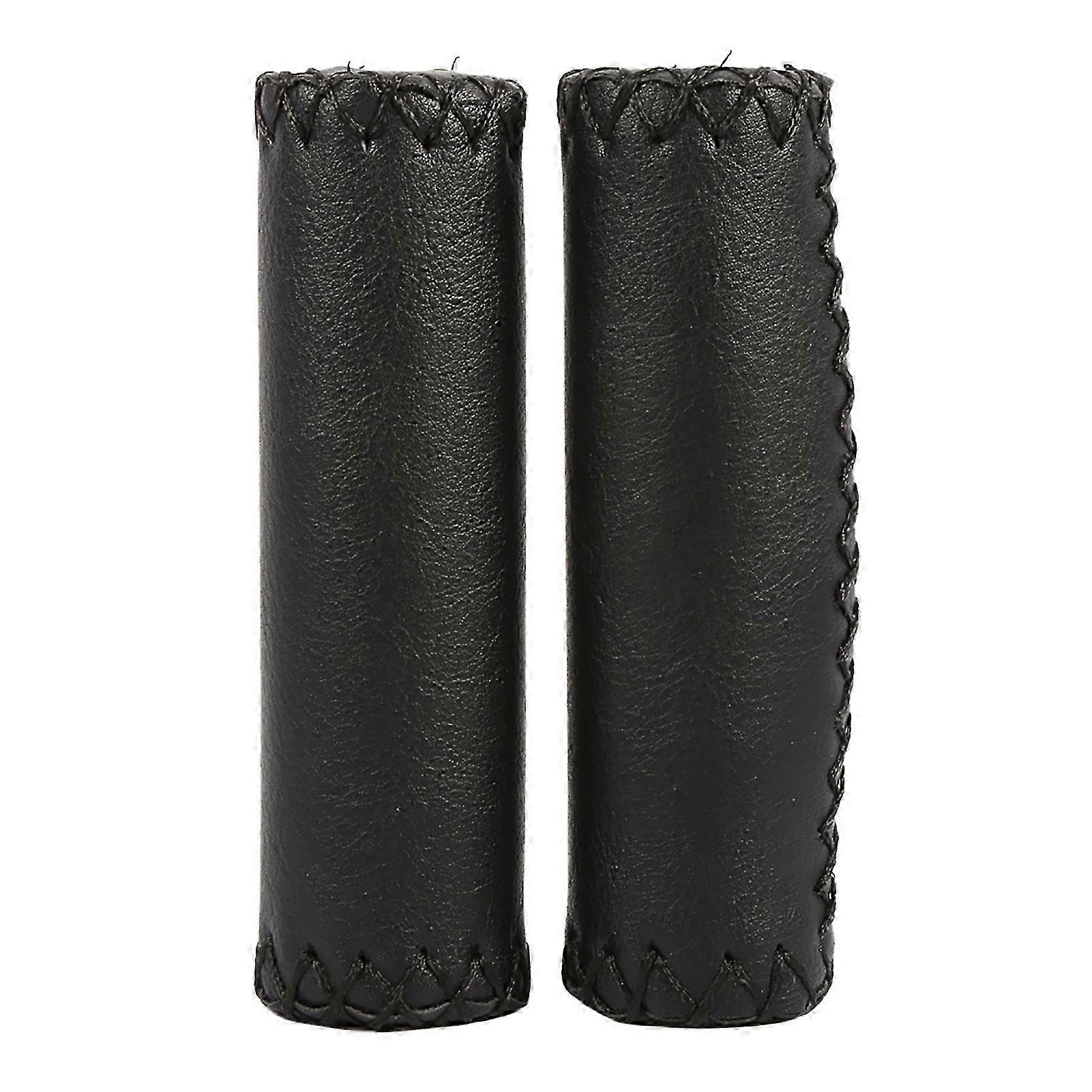 1 Pair Three Colors Retro Artificial Leather Bicycle Handlebar Grips Bike Handle Cover Grips