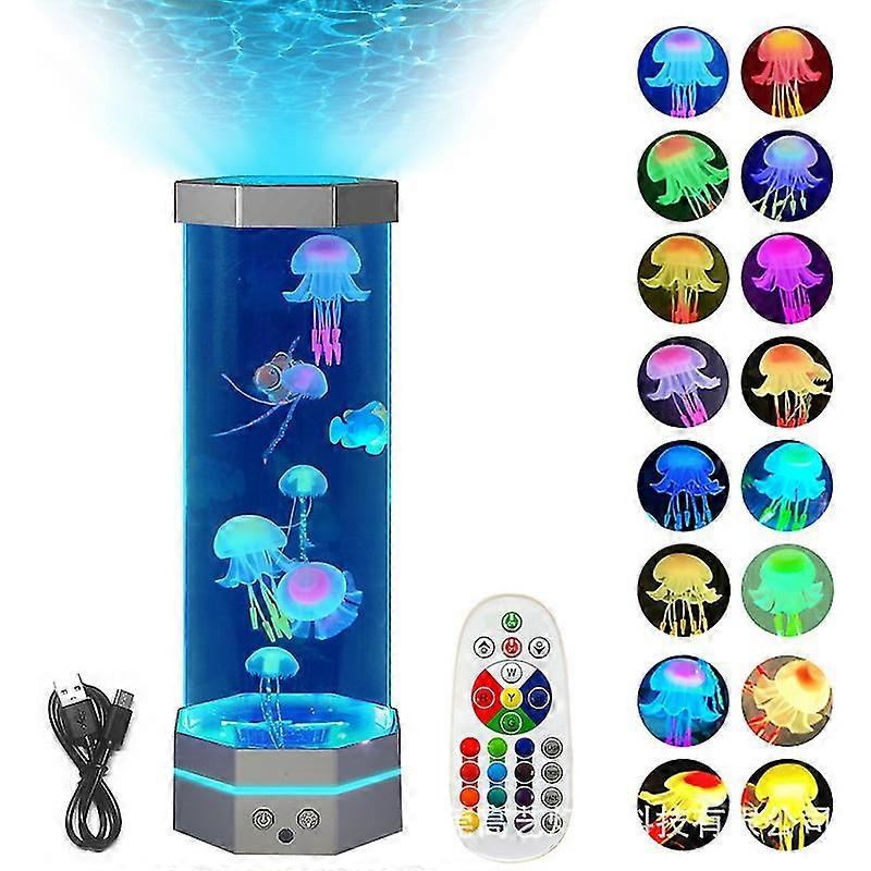 15inch Jellyfish Lava Lamp 17 Colors Changing Jellyfish Lamp With Remote Control USB Plug-in Bubble