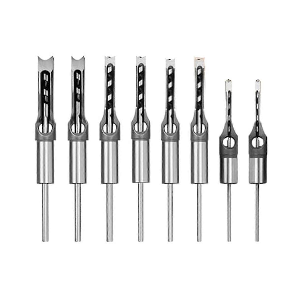 8Pcs Woodworking Square Hole Drill Bits,Wood Mortising Chisel,Square Hole Mortising Chisel Drill Bit for Mortising