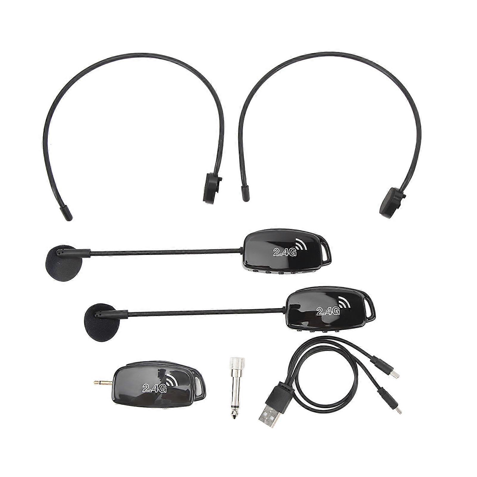 Wireless Microphone, Noise Cancelling Headset, Rechargeable, 2.4GHz, Dual Microphone System for Teacher