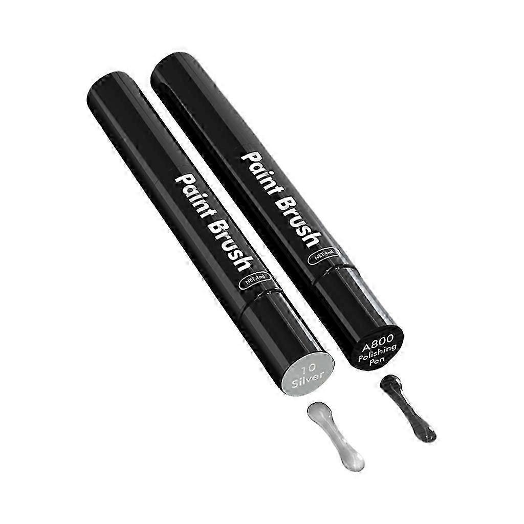 Car Remover Touch-up Topcoat- Pen Brush Applicator Tool 2Pcs Silver
