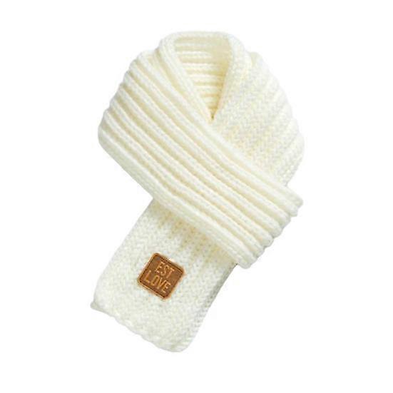 Kids Knitting Scarf Solid Color Thickened Warm Knitted Style Scarf with Faux Leather
