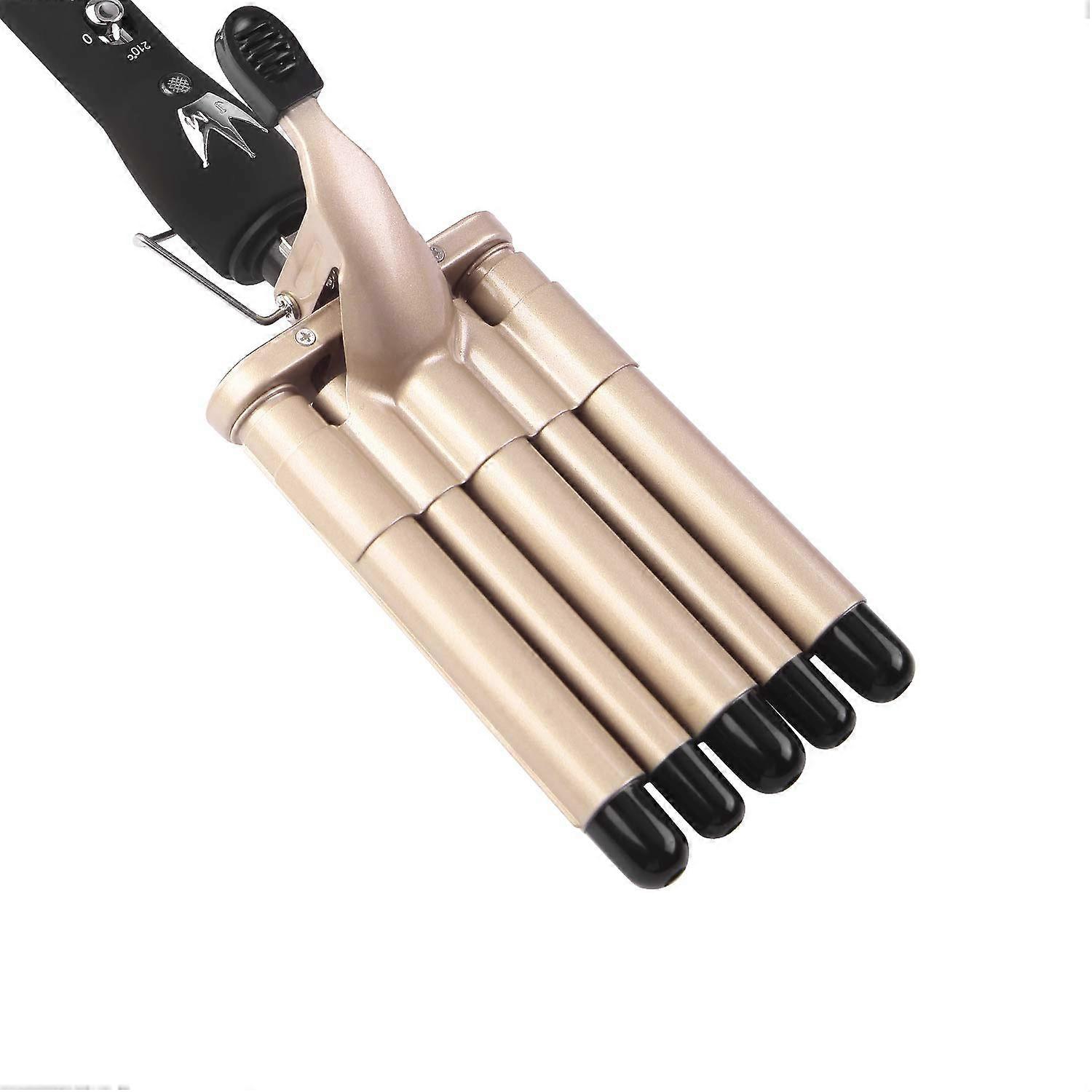5 barrel curling iron wand, adjustable temp, gold