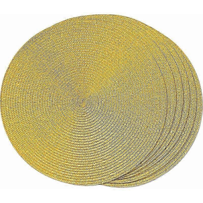 Set de table à manger de 6 sets de table ronds tressés jaunes