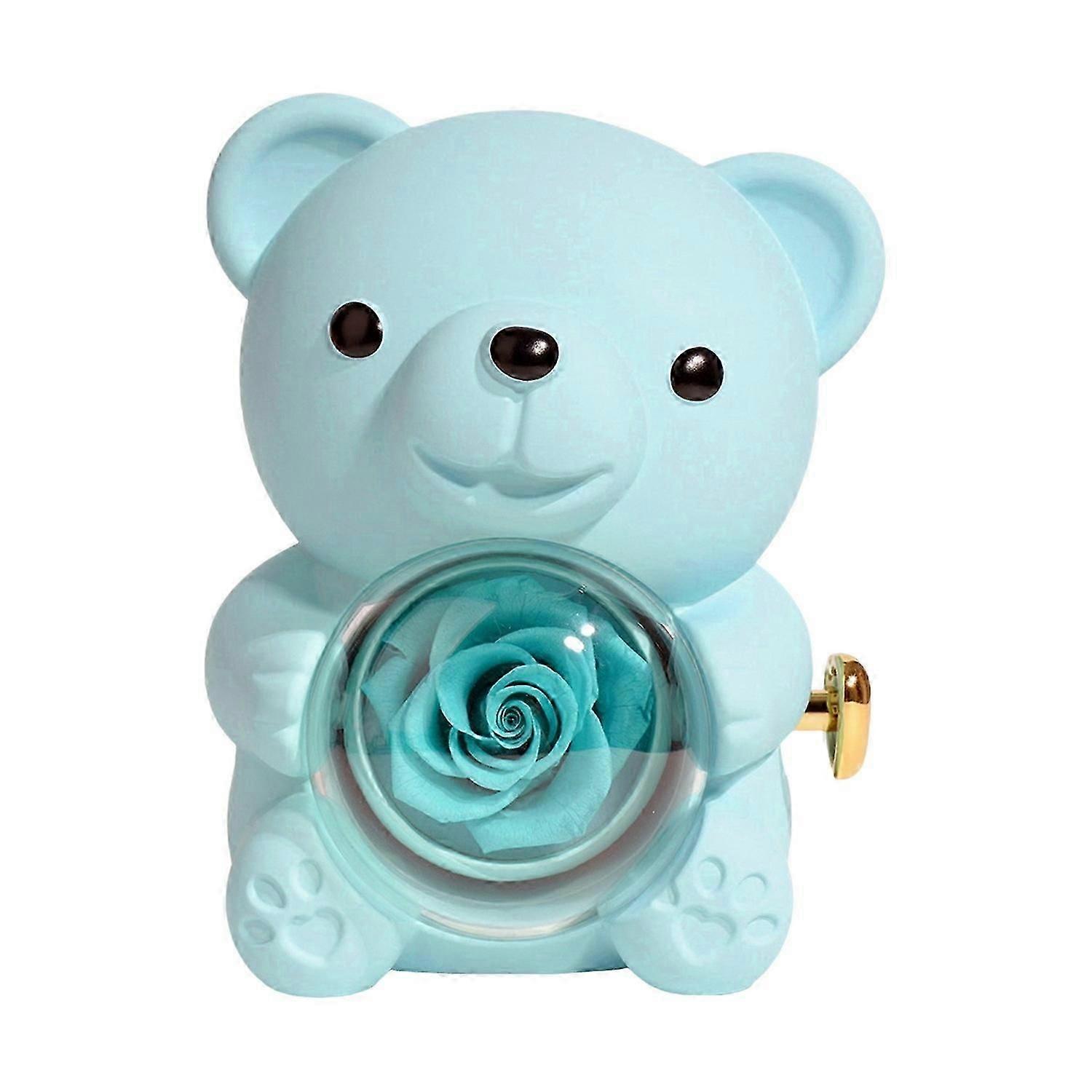 المحفوظة روز عناق الدب هدية مع قلادة القلب قابلة للتدوير الأبدية زهرة الدب هدية مربع زوجة أمي