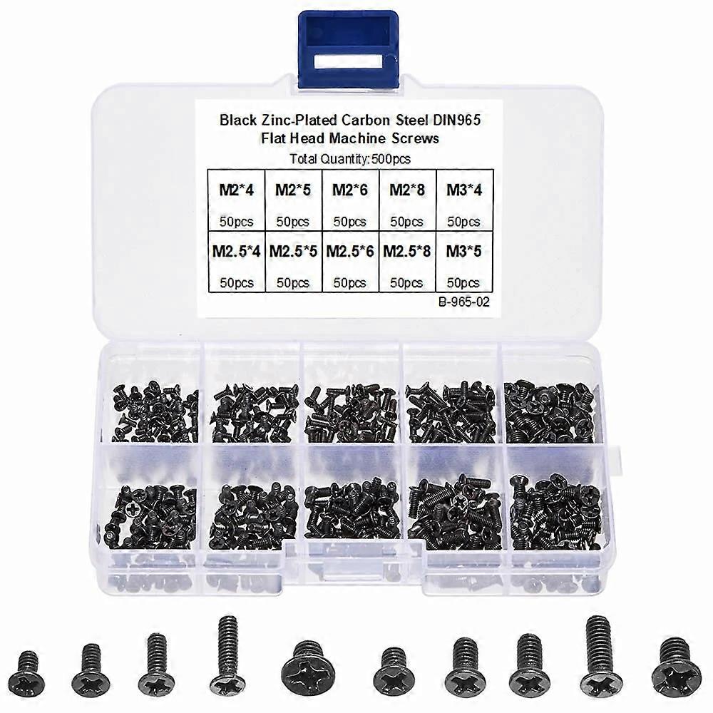 500Pcs M2 M2.5 M3 KM Screw Flat Head Phillips Screws Set Kit For RC Model