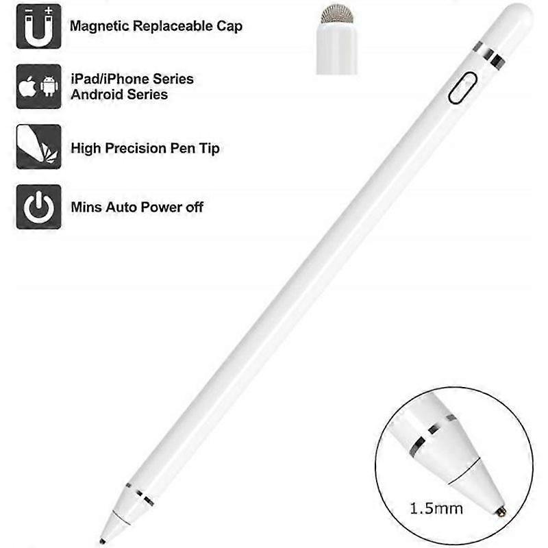 Stylus Touch Pen for iPad - Rechargeable Capacitive Stylus with Slim Tips and Replaceable Cap Universal Active Pencil for iPad