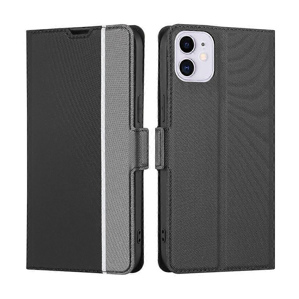 For iPhone 11 Twill Texture Side Button Leather Phone Case