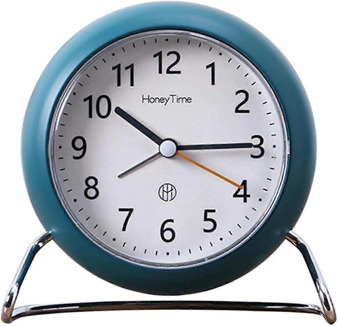 Analog Alarm Clock, Super Quiet, No Ticking, Small Round Clock With Soft Night Light