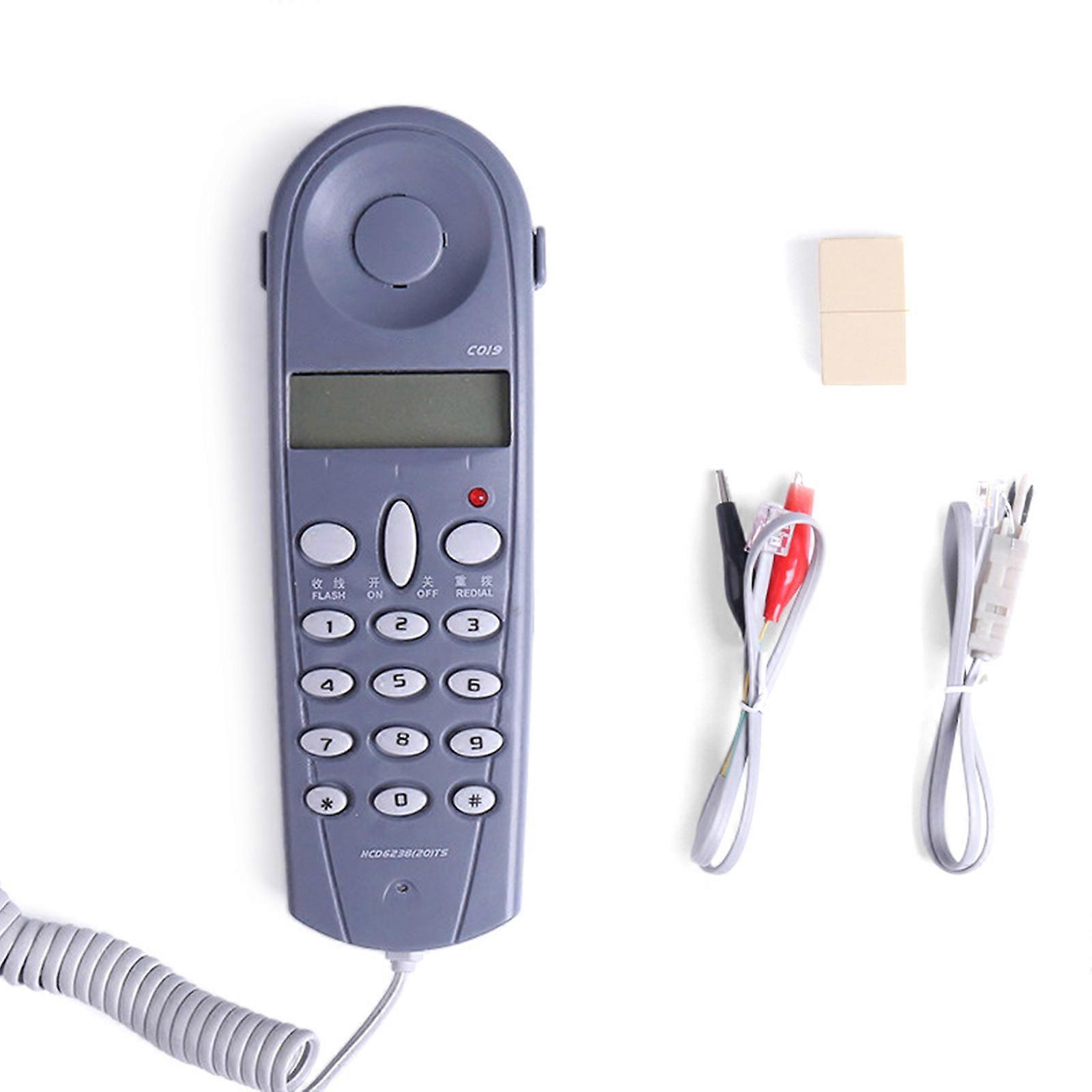 C019 Simple Operations Corded Telephone, Wall Mount Option Phone  grey blue