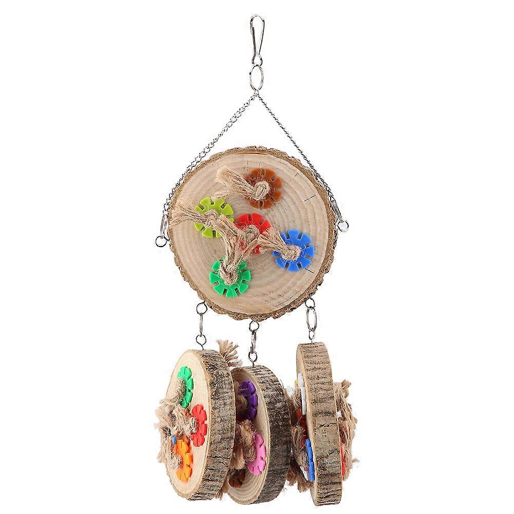 Parrot Toy Bird Chewing Toys Hanging Wooden Toy Parrot Playing Toy