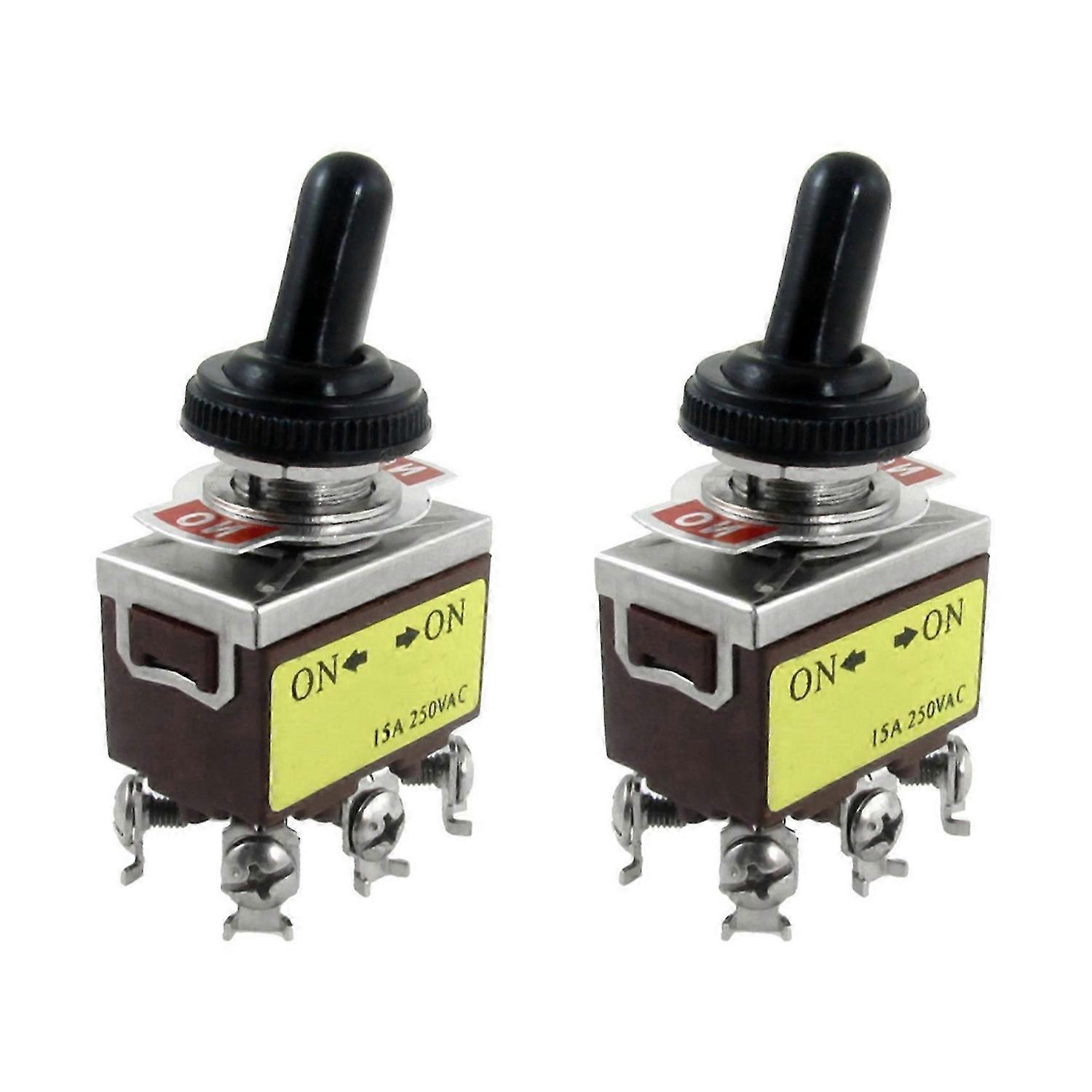2X AC 250V 15A On/on 2 Position DPDT Toggle Switch with Waterproof Boot