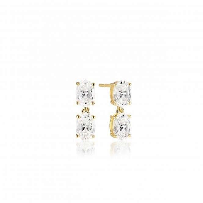 White Zirconia Ellisse Due Piccolo Earrings SJ-E2308-CZ-YG