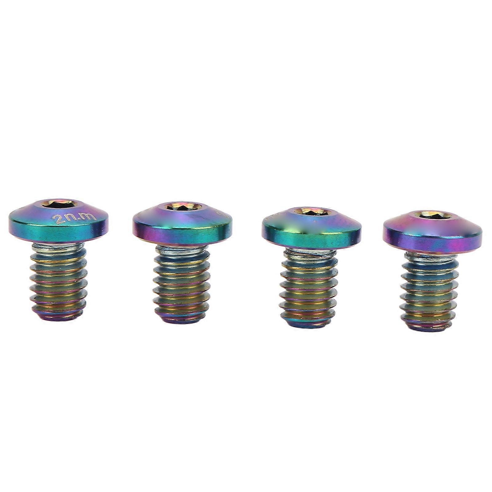 4Pcs Road Bike Brakes Screws Titanium Alloy Durable Rustproof Polishing Grinding Accurate Thread Road Bike Rotor Bolts Dazzling Color