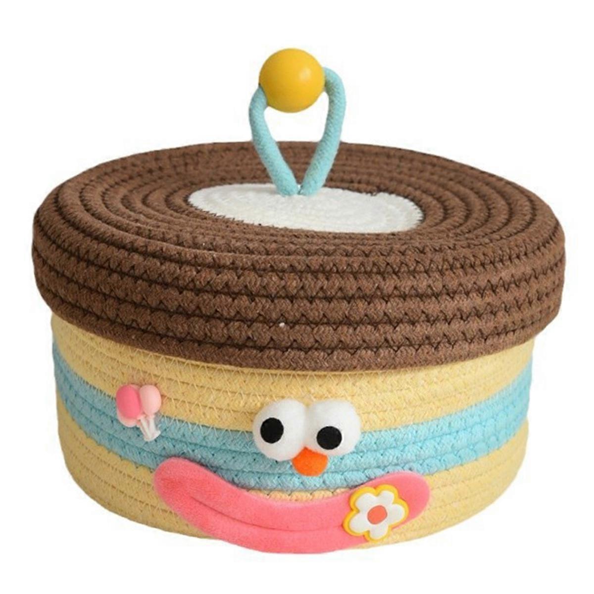 Desktop Storage Basket with Lid Woven Snack Storage Basket A