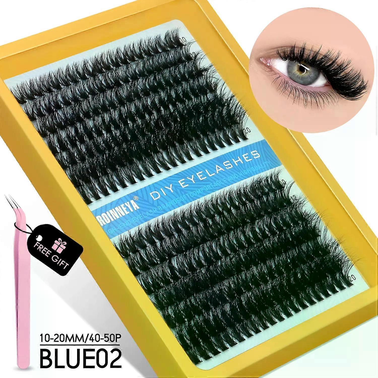 GROINNEYA Cluster Lashes Kit Puszyste pojedyncze rzęsy Objętość Mieszana taca Faux Mink Lashes Przedłużanie rzęs Makijaż