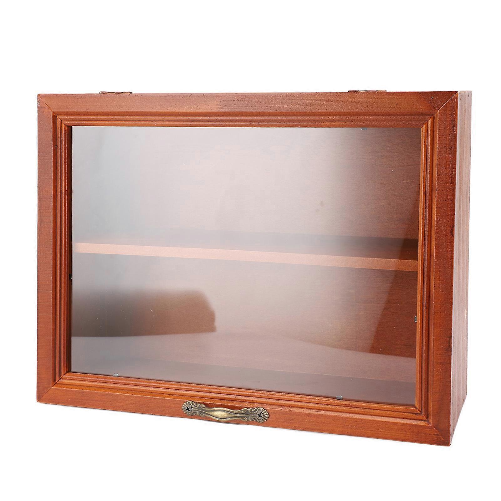 Wood Desktop Organizer Freestanding Wooden Display Shelves Desktop Display Cabinet for Mini Figures Cosmetics