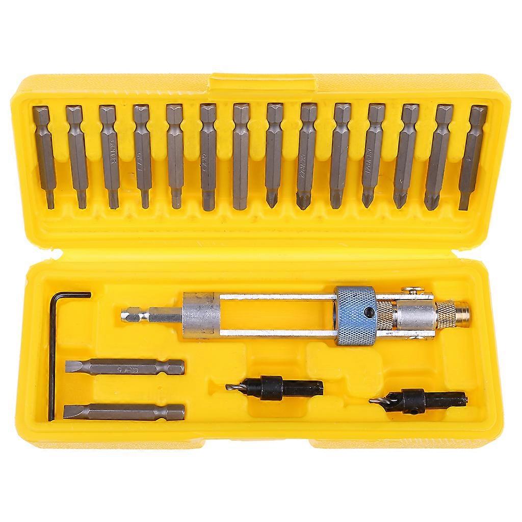 HSS Self Centering Hinge Drill Bits Set Door Cabinet Drill Bit Driver Swivel for Head Quick-Change Screw Tool Drill Bit Yellow