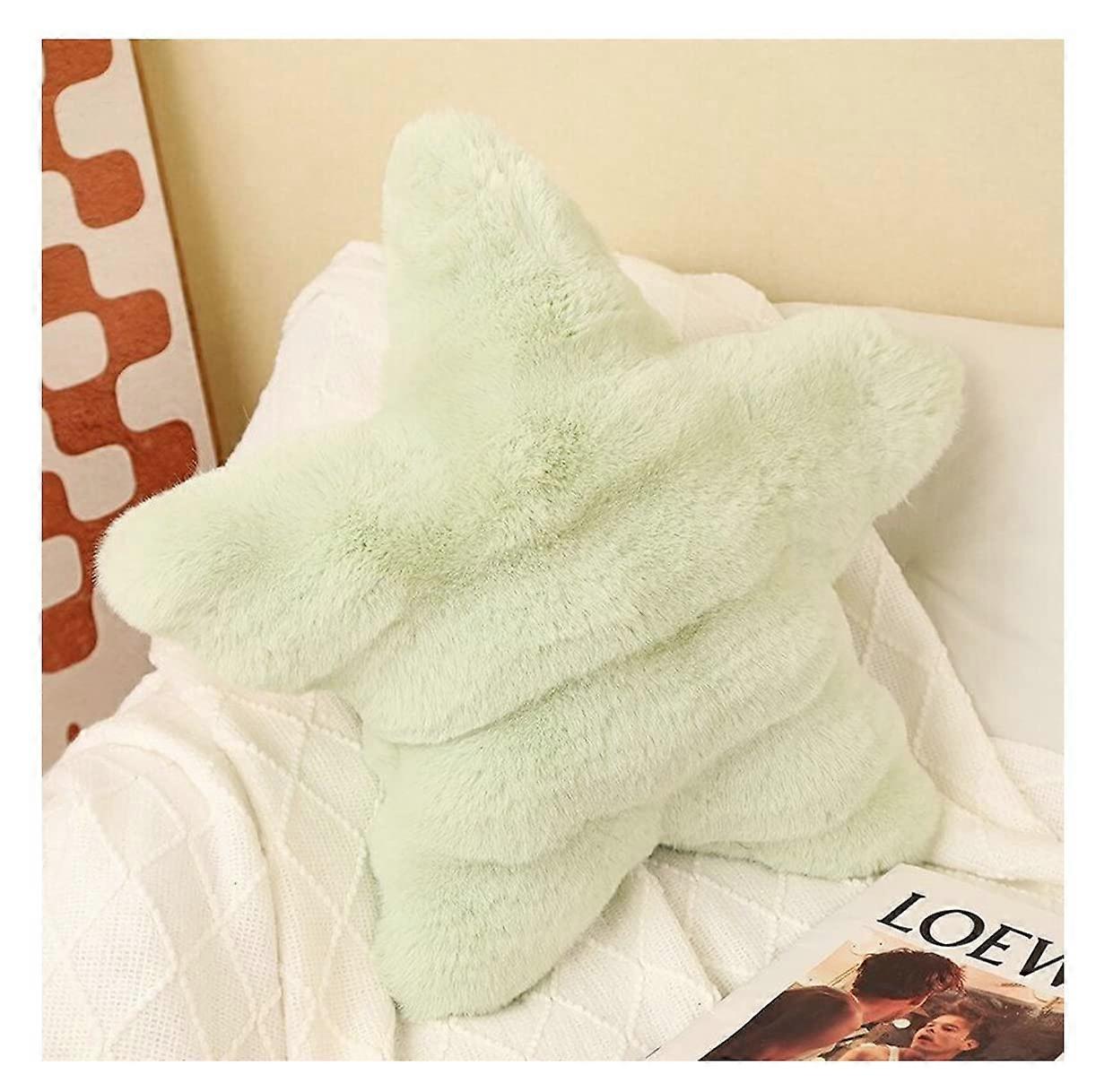 Exquisite Soft Fluffy Star Pillow 19.6in Sofa Cushion in Star-Green for Home Decor and Comfort